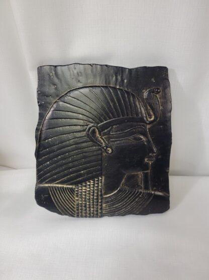 Egyptian Pharaoh's Head by Facsimilies, Ltd.  -  Vintage, black with gold - cast plaque - gorgeous!