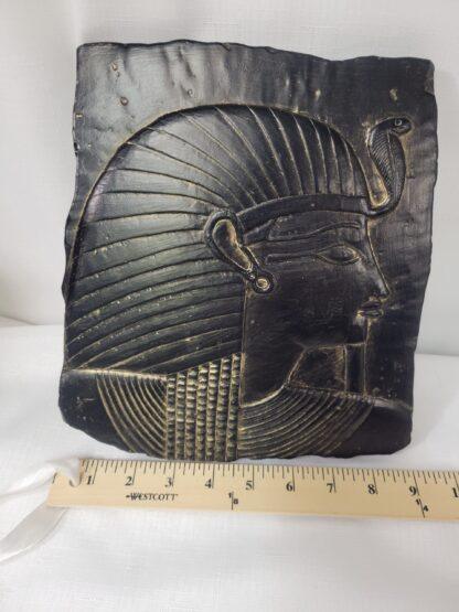 Egyptian Pharaoh's Head by Facsimilies, Ltd.  -  Vintage, black with gold - cast plaque - gorgeous! - Image 4