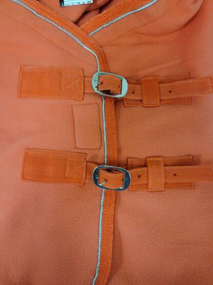 Horze Fleece Cooler, sz 75, orangey coral color, with silver piping,  EUC