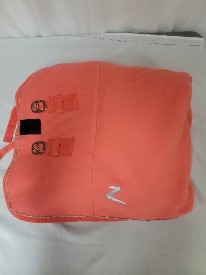 Horze Fleece Cooler, sz 75, orangey coral color, with silver piping,  EUC - Image 3