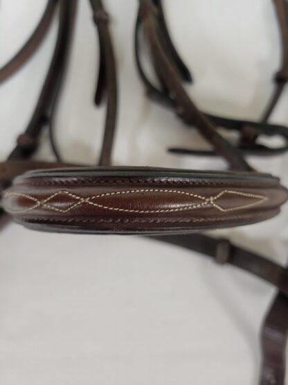 Henri de Rivel Raised Padded Bridle with Fancy Raised Reins, Horse size, havana brown - Image 4
