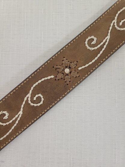 Nocona Women's Rhinestone Western Belt - Brown Leather with Floral Embroidery N3447044 Size XL - Image 4