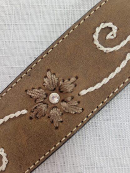 Nocona Women's Rhinestone Western Belt - Brown Leather with Floral Embroidery N3447044 Size XL - Image 2