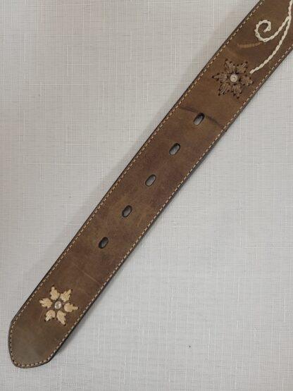 Nocona Women's Rhinestone Western Belt - Brown Leather with Floral Embroidery N3447044 Size XL - Image 3