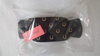 Face Mask - Adult Size Small - Black with Gold Horseshoes