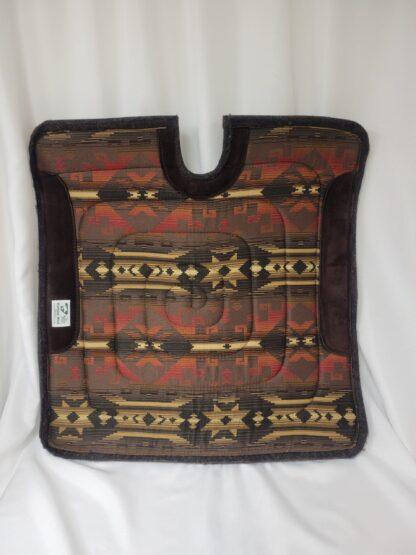 Western Saddle Pad 30" x 30", 1" thick wool with 4" round cutback, in red print, by Diamond Wool - Image 2