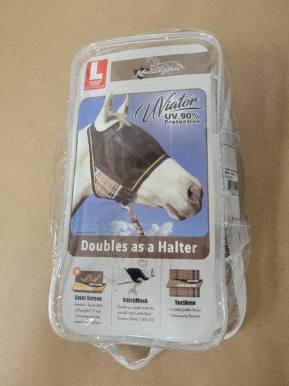 Kensington UViator Horse Size Fly Mask — Blue Plaid Catchmask - no ears