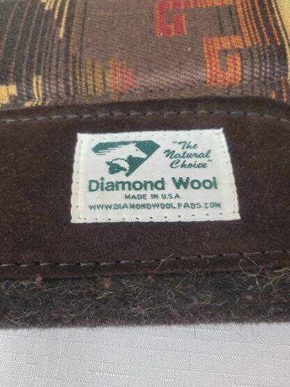 Western Saddle Pad 30" x 30", 1" thick wool with 4" round cutback, in red print, by Diamond Wool - Image 4